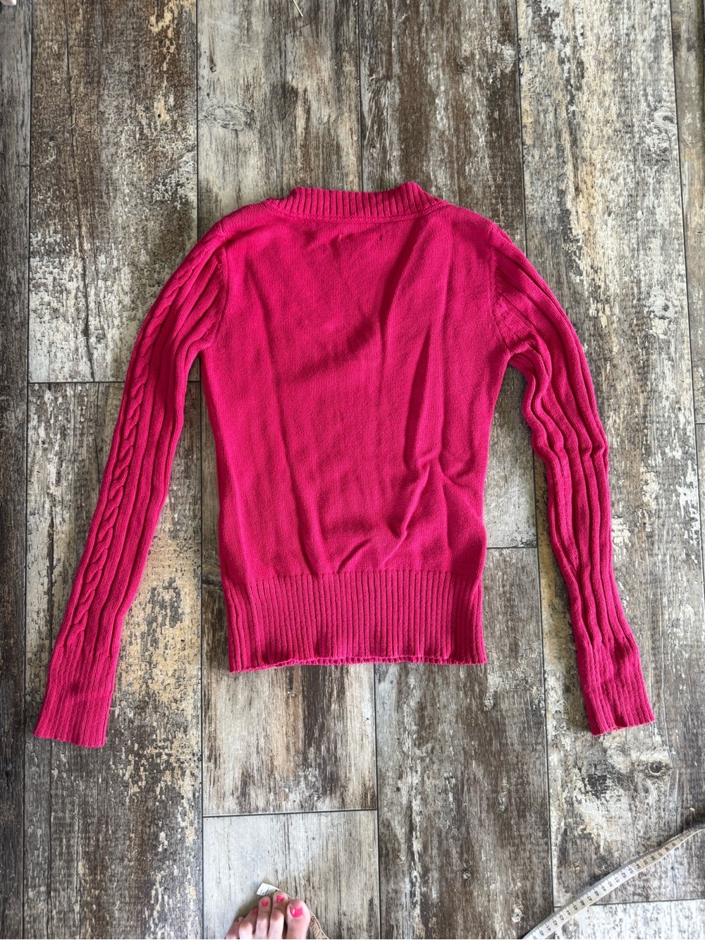 2 for $20 sale: Aeropostale Y2K pink v-neck cable knit sweater - S - Picture 3 of 3